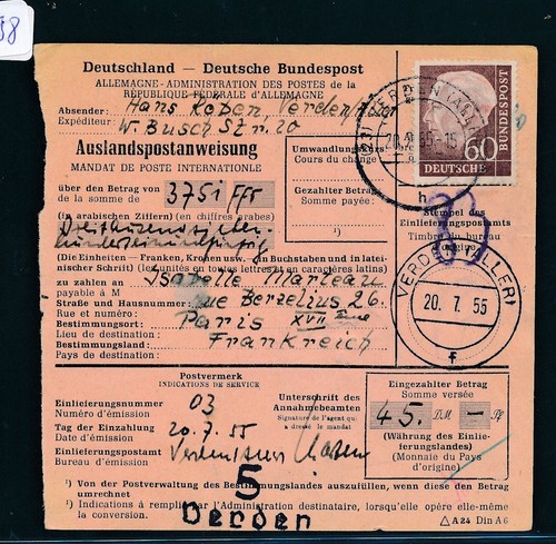 114138 vaglia postale - vaglia, estero